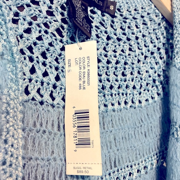 DKNY Mohair Vintage Y2K Baby Blue Open-Knit Cardigan Size S NWT - Picture 4 of 9